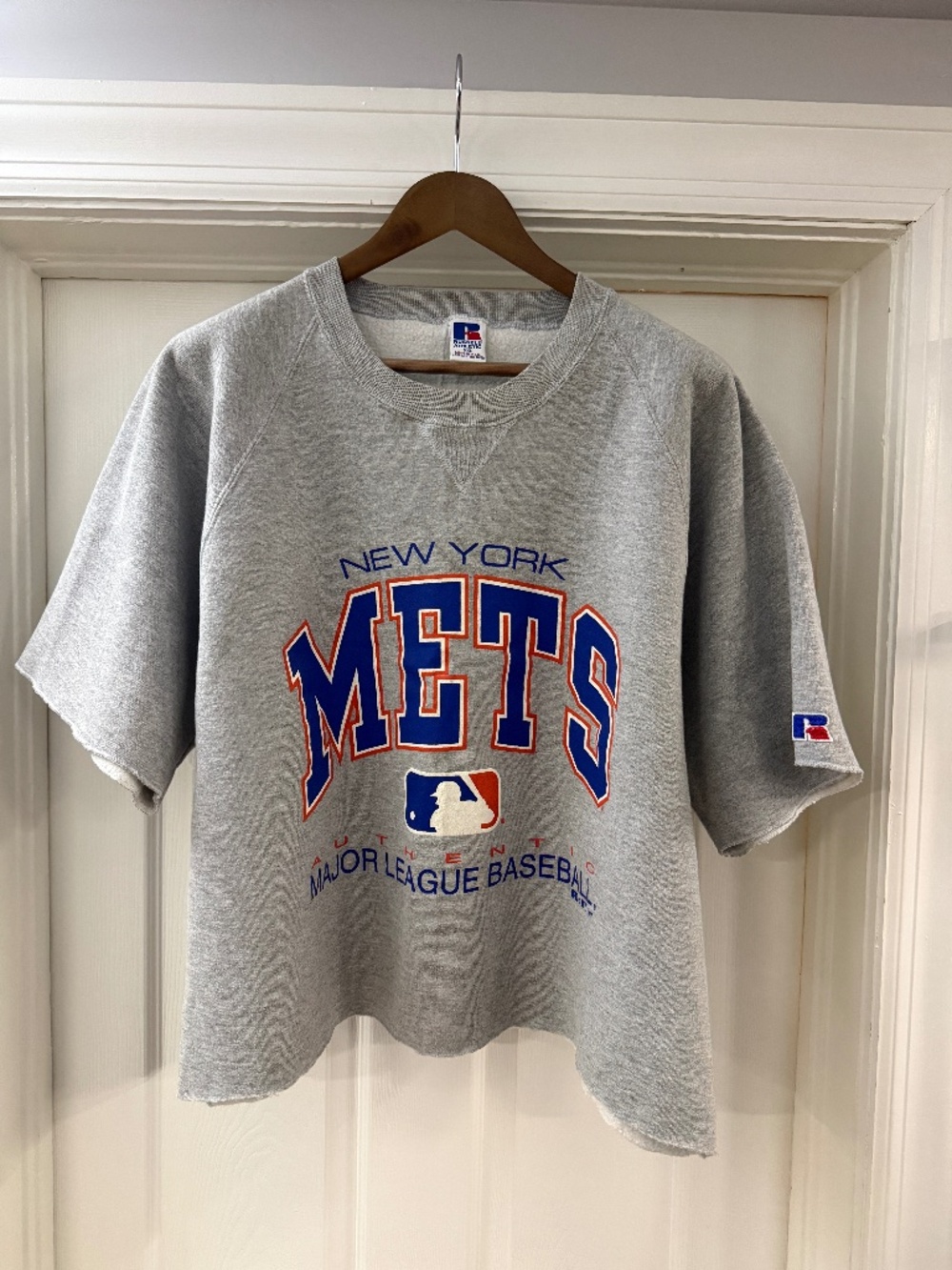 Vintage Russell Athletic New York Mets Custom Cropped Shortsleeved Sweatshirt